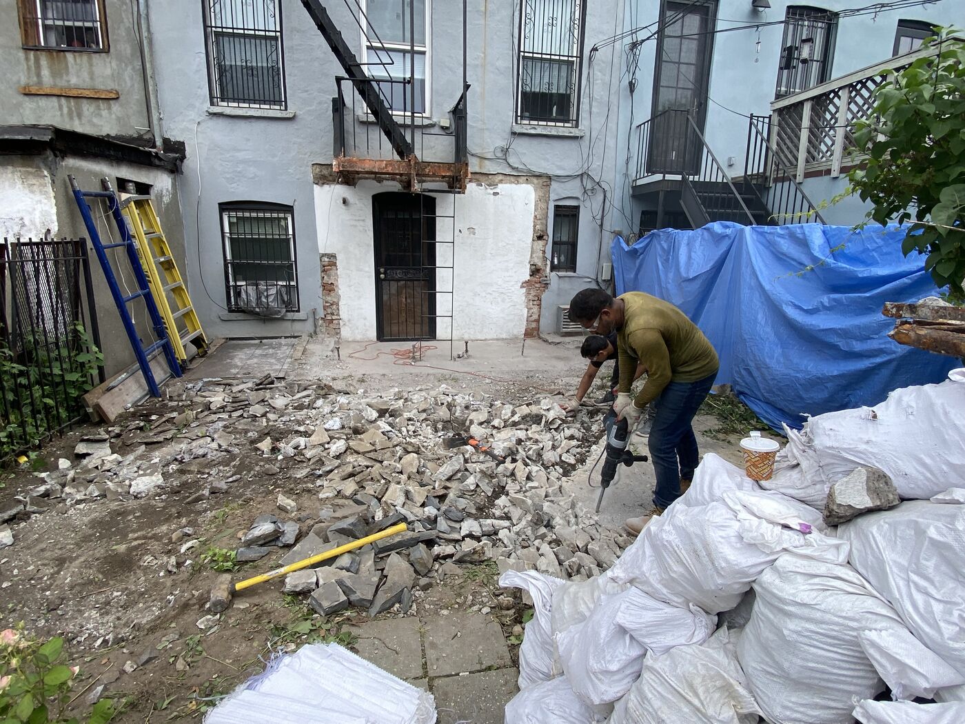 Paving stone installation at 680 Warren Street, Boerum Hill