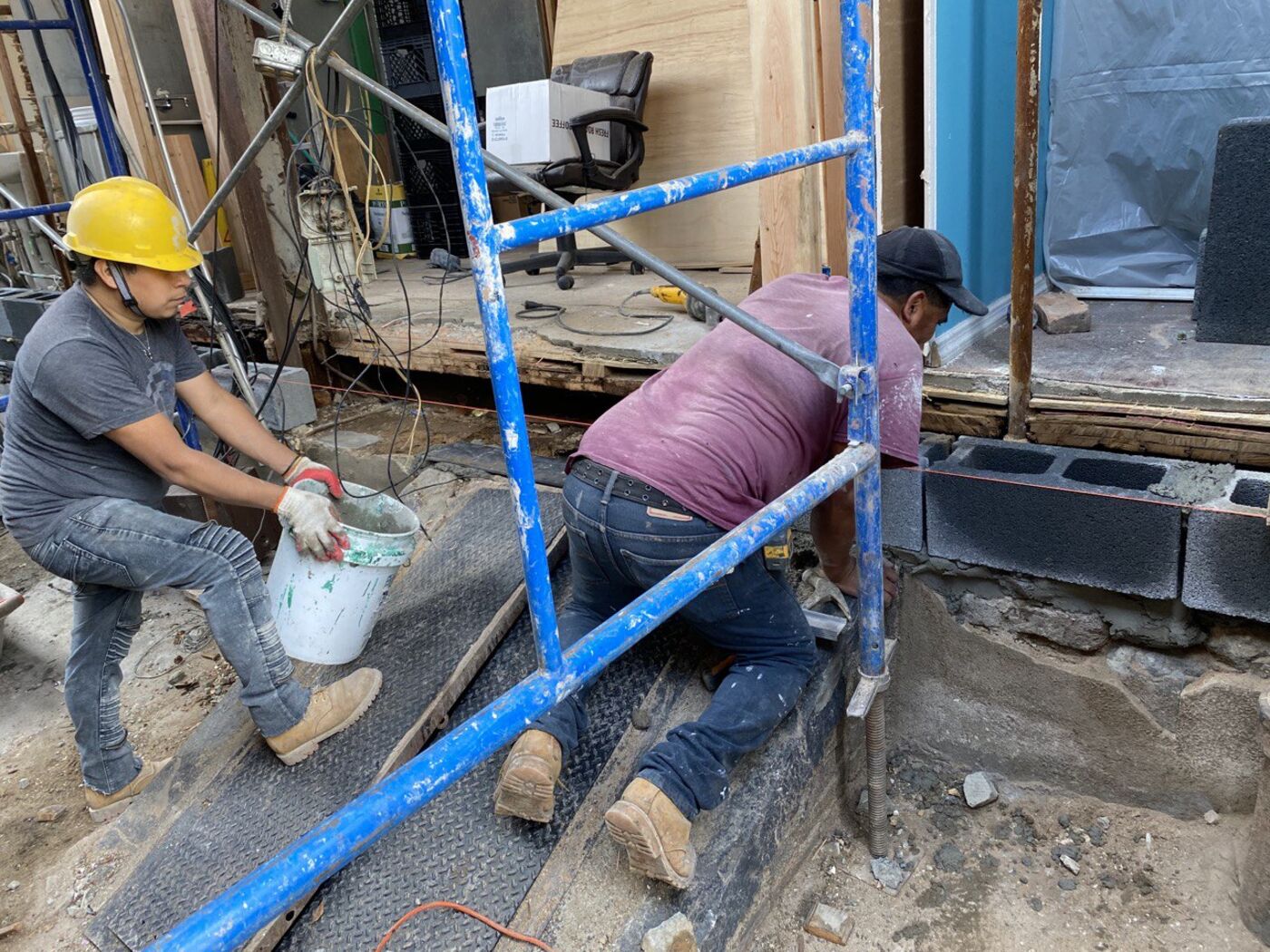 Block wall restoration at 147 Wilson Avenue, Bushwick
