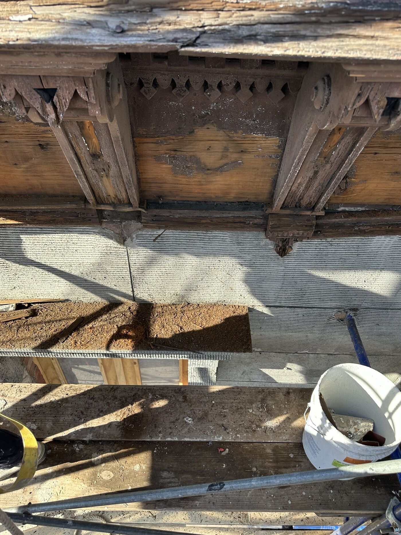 Cornice restoration at 408 Clinton Street, Carroll Gardens
