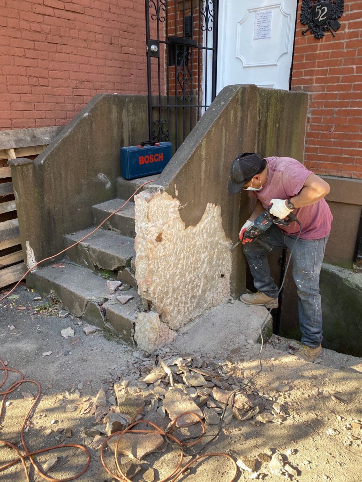 Stoop restoration at 52 Cumberland Street, Fort Greene