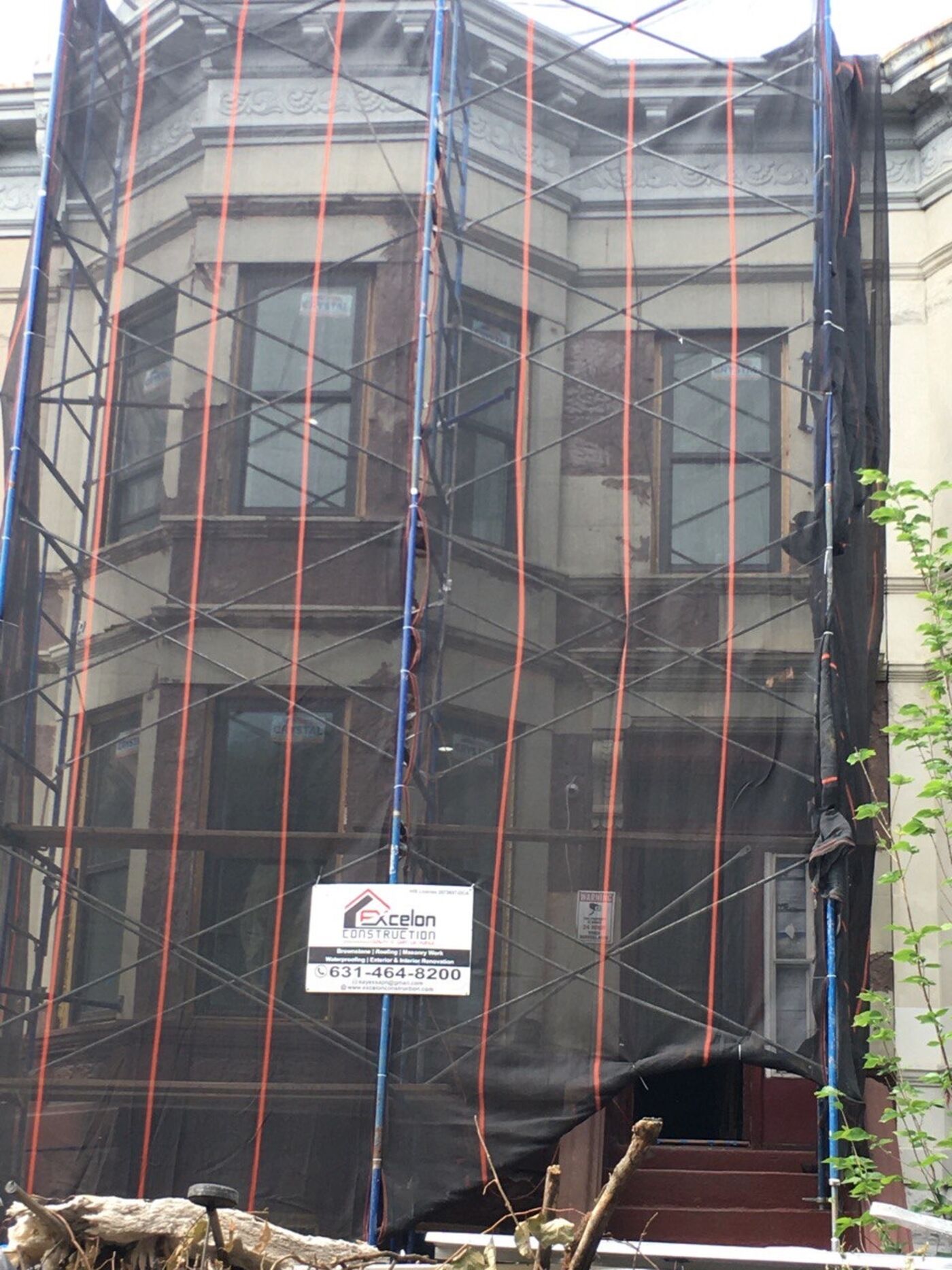 Stonework in context with the Dean Street streetscape.