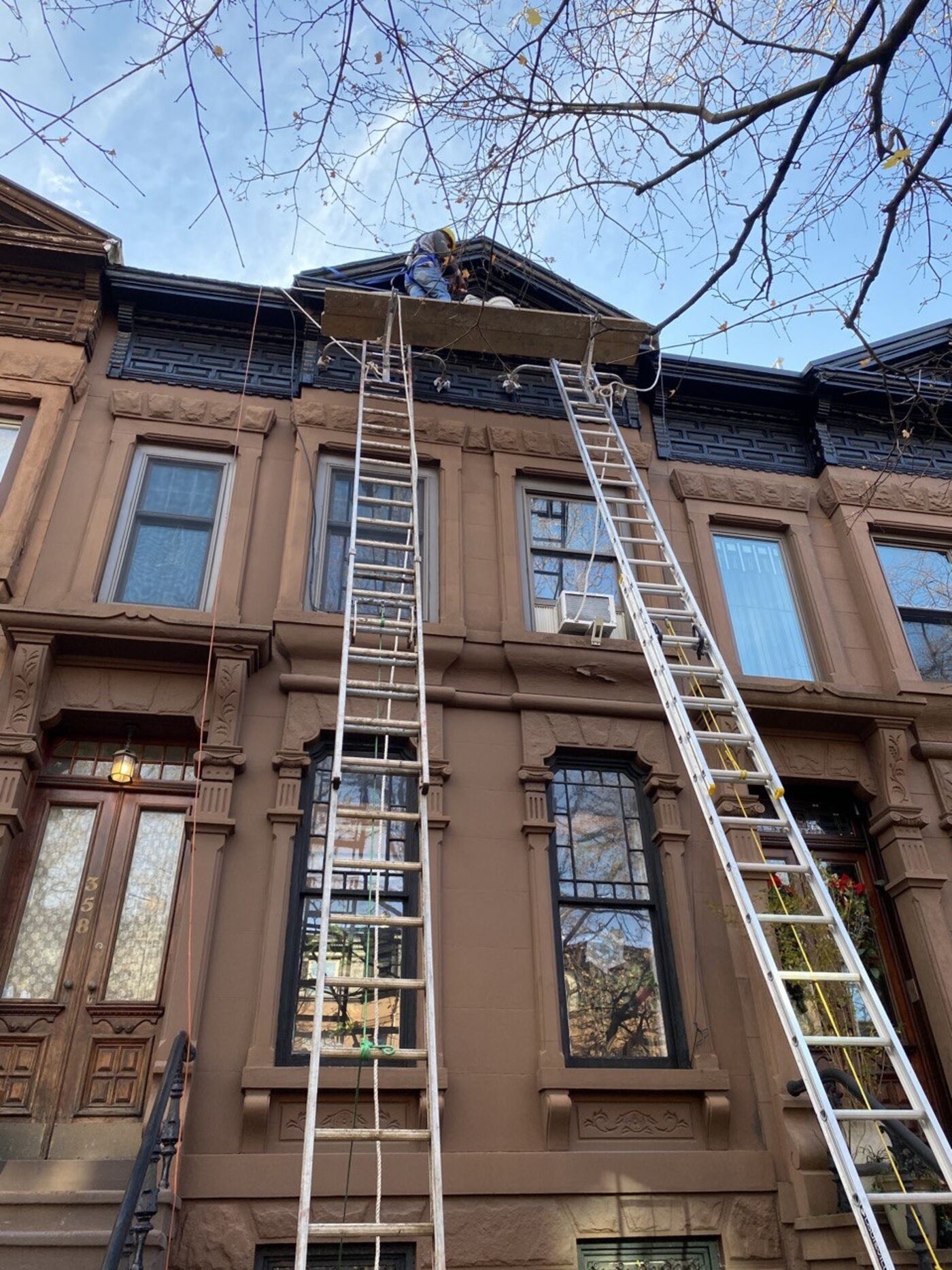 Cornice repair at 358 1st Street, Park Slope