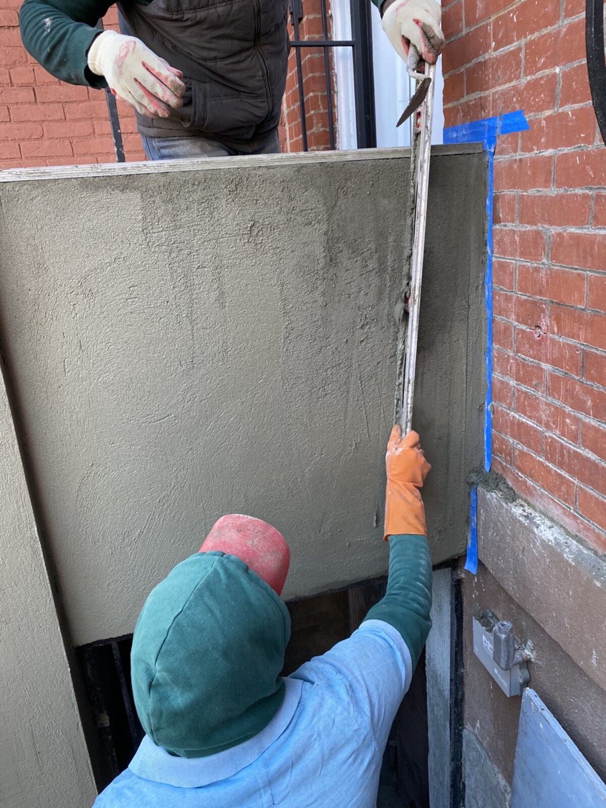 Stoop restoration on a Brooklyn brownstone